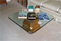glass top square coffee table