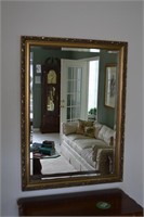 gold framed beveled mirror, 33" x 44"