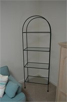 Wrought iron and glass etagere