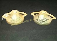 (2) Roseville Magnolia Candle Holders