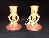 Roseville candle holders