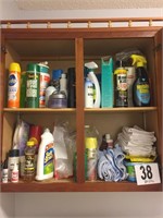 Two Shelves of Cleaning Products
