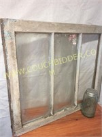 old wooden window pane-3 sections
