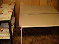 Folding Card Table & Metal Shelfs