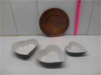 Copper Platter and Heart Nesting Serving Dishes