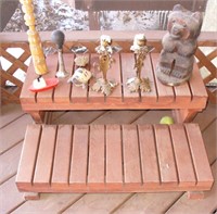Patio Step, Vtg Candle Sticks, Wood Bear, Horn
