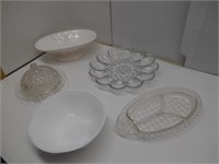 Milk Glass, Press Glass Butter Dish, and More.