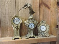3 Antique Heavy Cast Mantel Clocks