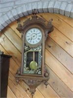 Beautiful Antique Wall Clock with Key,40" T