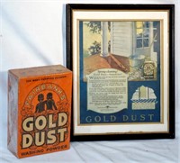 Vintage Gold Dust Cleaner Framed Ad & Original Box