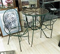 Scrolled Wrought Iron Garden Table and Chairs.