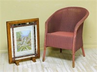 Lloyd Loom Style Chair and Fire Screen.