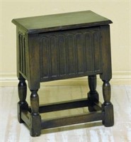 Arcading Carved Oak Lift Top Stool.