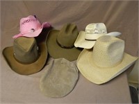 Selection of Leather and Straw Hats.  5 pc.