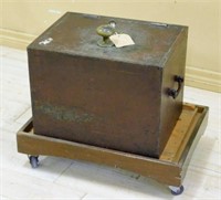 Early Heavy Iron Strong Box Safe with Key.