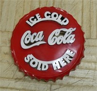 Coco Cola Metal Bottle Cap Sign.