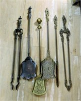 Selection of Victorian Brass Fire Utensils.