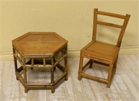 Child's Bamboo Chair and Side Table.
