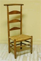 Rustic Ladder Back Oak Prayer Chair.