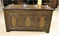 19th Century Gothic Arch Carved Oak Coffer.