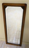 Oak Framed Beveled Wall Mirror.