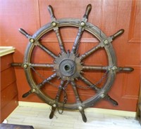 Very Large Oak Ship's Wheel Chandelier.