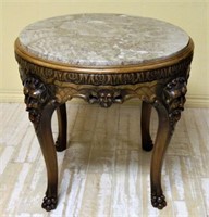 French Satyr Masque Carved Walnut Occasional Table