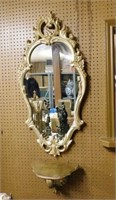 Gilt Rococo Framed Wall Mirror with Console.