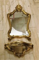 Gilt Wall Mirror with Console.