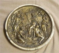 Classically Styled Scene on Marble Plaque.
