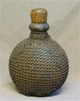 Unique Chain Mail Covered Lidded Wooden Vessel.