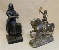 Spelter and Cast Iron Joan of Arc Figures.