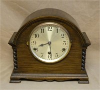 Barley Twist Oak Cased Mantel Clock.