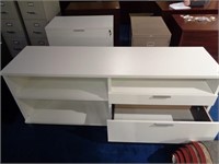 Long White 3 Shelf 2 Drawer Bookcase