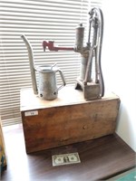 Antique oil pump? With can