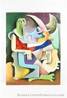 Cubist Style Oil on Paper by Boris Covali