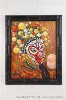 Oil Painting of a Chinese Opera Clown