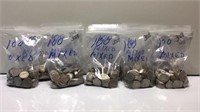 10 Bags of 100 Buffalo Nickels Mixed w/ & w/o Date