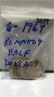 (6) 1964 Kennedy Half Dollars
