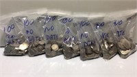 7 Bags of 100 No Date Buffalo Nickels