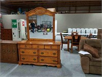 Seven drawer buffet with large mirror