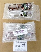4 Pair Magnifier Glasses ~ White & Brown