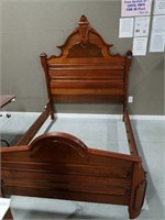 Unique burled wood full size bed set & vanity