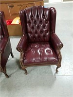 Burgundy leather platform chair