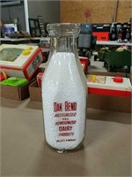 Vintage quart milk bottle.Oak Bend dairy Beloit KS