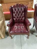 Burgandy leather platform chair