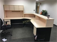 Corner Reception Desk w/ Upper Bookcase
