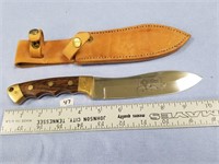 Knife with leather sheath by Art DuFour of Anchora