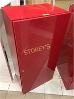 Red Storage Cabinet for Above Desk