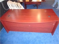 HON Mahogany Bow Front Shaped Desk